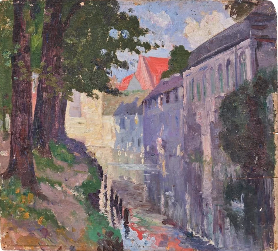 Quay a Bourlande, Salles - sur, Mer, c. 1884, attribuito
